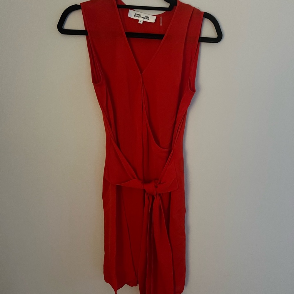 Red Sleeveless Sheath Dress by DVF